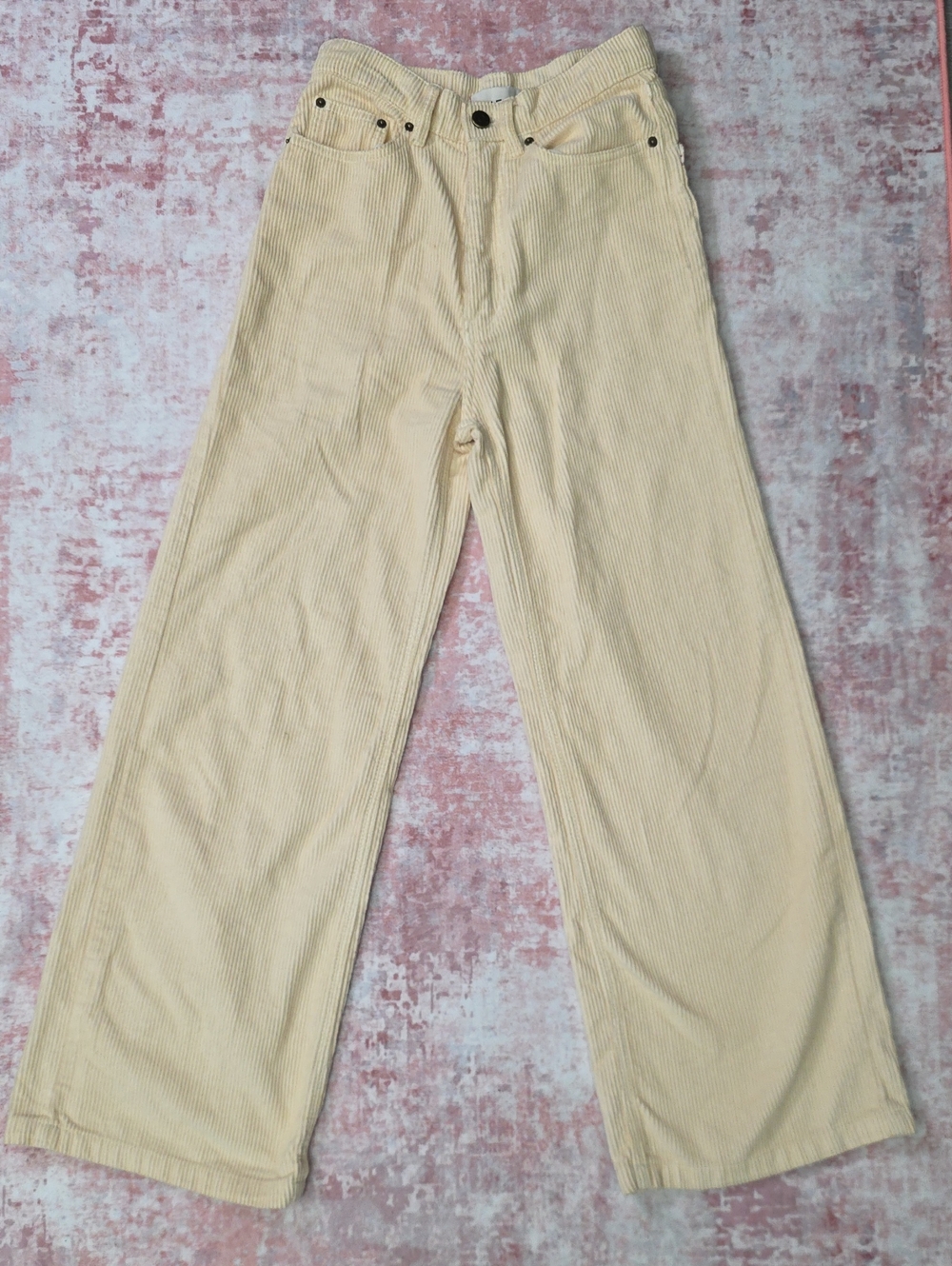 *size 24  BDG Urban Outfitters High & Wide Corduroy Pants Ivory Cream Wide Leg